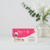 ペンキおよび一口のワイングラスの芸術のスタジオ 名刺 (スタンド正面)