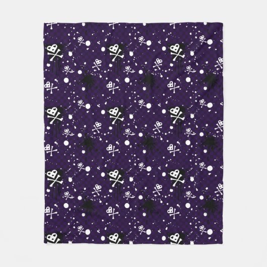 ペンキが付いている暗い色のEmoパターン フリースブランケット (正面)