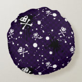 ペンキが付いている暗い色のEmoパターン ラウンドクッション (裏面)