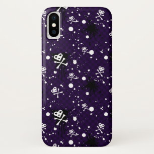 ペンキが付いている暗い色のEmoパターン iPhone X ケース