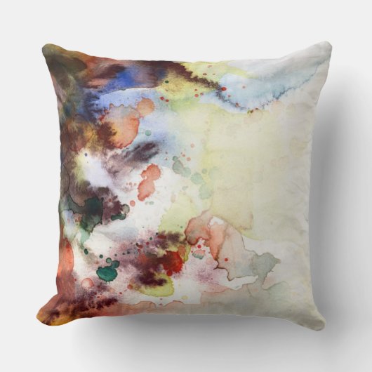 ペンキとの抽象的な水彩画のグランジな質 クッション (正面)