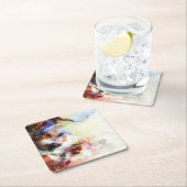 ペンキとの抽象的な水彩画のグランジな質 スクエアペーパーコースター (インサイチュ)