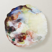ペンキとの抽象的な水彩画のグランジな質 ラウンドクッション (裏面)