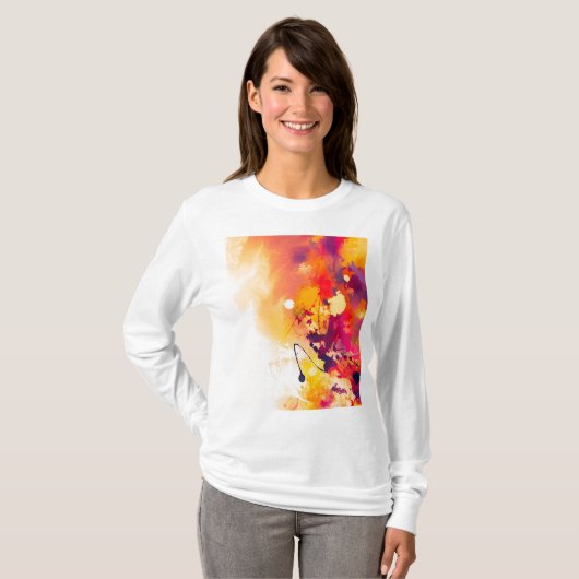 ペンキのしぶきのペンキの(ばちゃばちゃ)跳ねるのデザインのカラフル Tシャツ (正面フル)