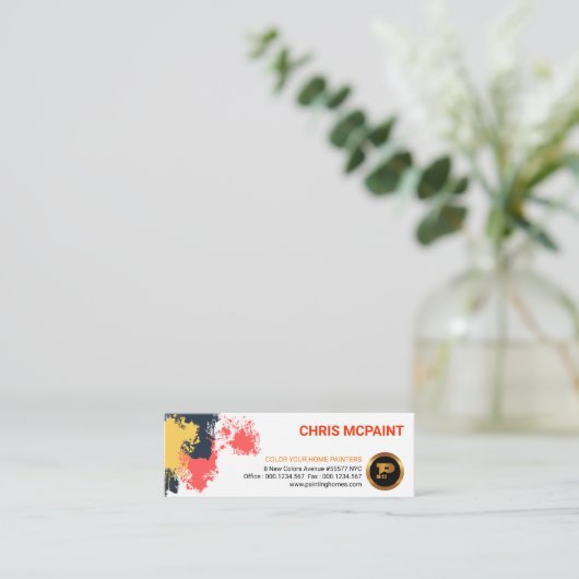 ペンキのしぶきの皮の壁絵画の建築業者 スキニー名刺 (スタンド正面)