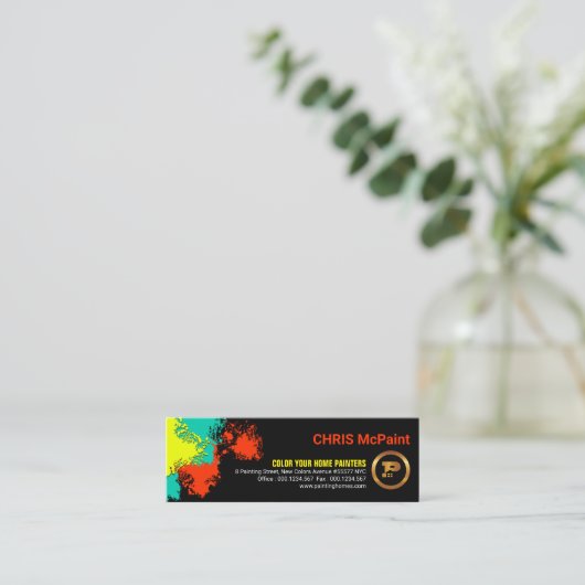 ペンキのしぶきペインターの壁 スキニー名刺 (スタンド正面)