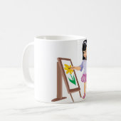 ペンキのパレットを持つ小さな女の子 コーヒーマグカップ (正面左)