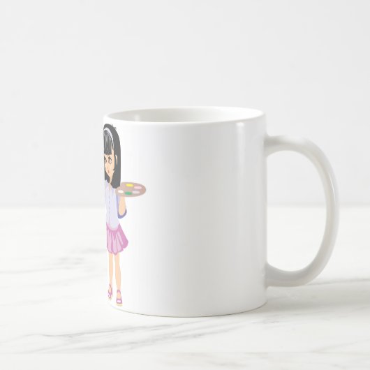 ペンキのパレットを持つ小さな女の子 コーヒーマグカップ (右)