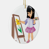 ペンキのパレットを持つ小さな女の子 セラミックオーナメント (右)
