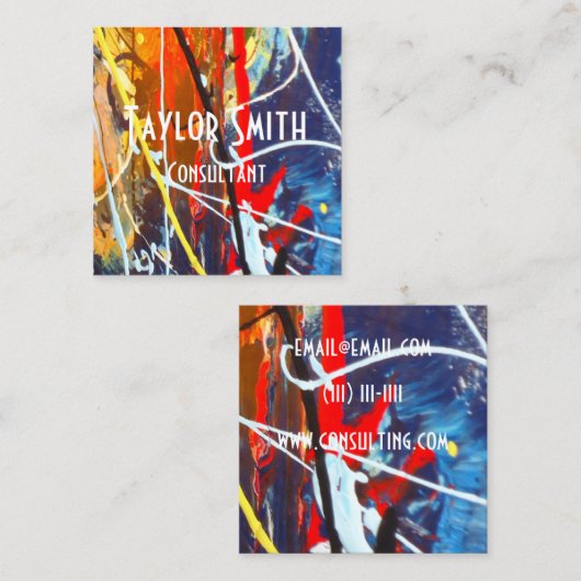 ペンキの水彩画色の落書きの名刺 スクエア名刺 (正面/裏面)
