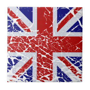 ペンキの英国国旗の旗の皮をむくヴィンテージ タイル