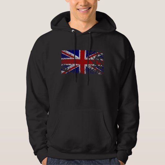 ペンキの英国国旗の旗の皮をむくヴィンテージ パーカ (正面)