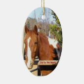ペンキの馬のクリスマスのオーナメント: 世界への喜び セラミックオーナメント (右)