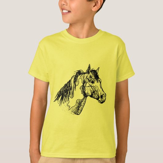 ペンキの馬のシンプルのスケッチ Tシャツ (正面)