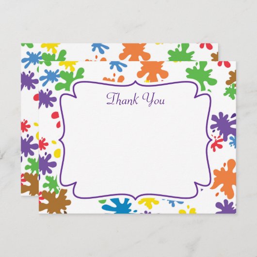 ペンキの（ばちゃばちゃ）跳ねるのサンキューカード サンキューカード (正面/裏面)