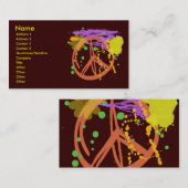 ペンキの（ばちゃばちゃ）跳ねるのピースサイン 名刺 (正面/裏面)