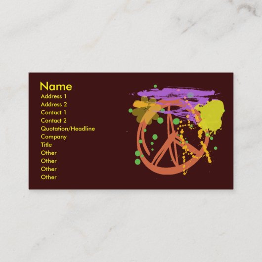 ペンキの（ばちゃばちゃ）跳ねるのピースサイン 名刺 (正面)