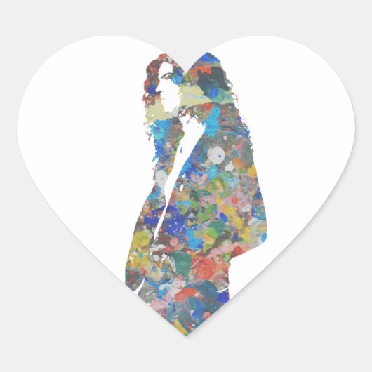 ペンキの(ばちゃばちゃ)跳ねるのポートレート ハートシール (正面)