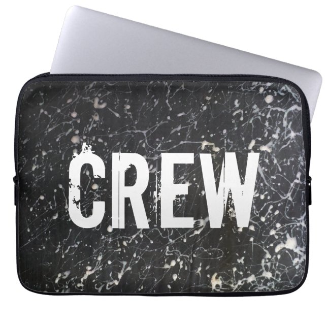 ペンキの（ばちゃばちゃ）跳ねるの乗組員|の木炭および白 ラップトップスリーブ (正面)