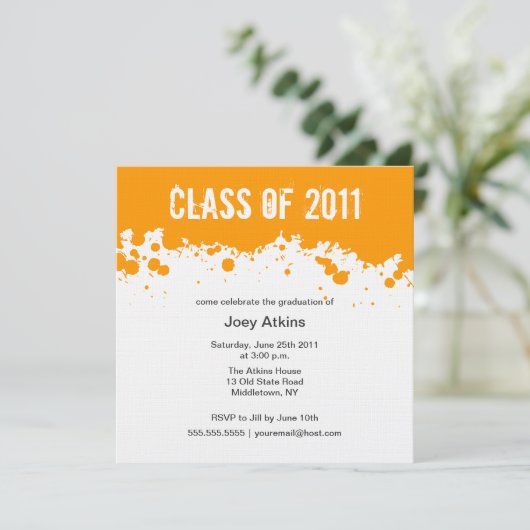 ペンキの（ばちゃばちゃ）跳ねるの卒業の招待状 招待状 (スタンド正面)