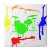 ペンキの(ばちゃばちゃ)跳ねるの楽器バンド落書き タイル (正面)