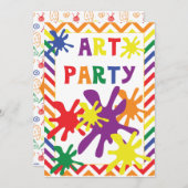 ペンキの(ばちゃばちゃ)跳ねるの芸術のパーティー5x7の誕生日の招待状 招待状 (正面/裏面)