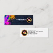 ペンキの(ばちゃばちゃ)跳ねるの青くグランジな皮のペンキ スキニー名刺 (正面/裏面)