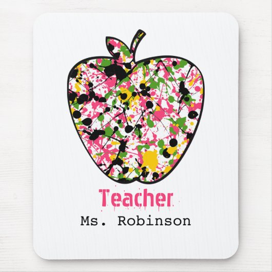 ペンキの（ばちゃばちゃ）跳ねるのAppleの先生のマウスパッド マウスパッド (正面)