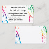 [ペンキの（ばちゃばちゃ）跳ねる]モダンな抽象画家の白 名刺 (正面/裏面)