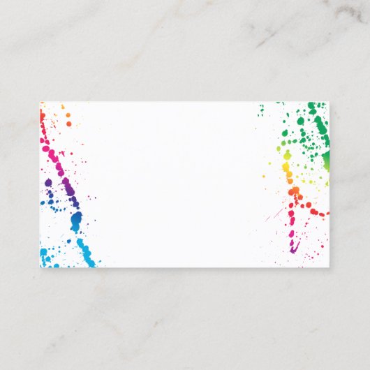 [ペンキの（ばちゃばちゃ）跳ねる]モダンな抽象画家の黒 名刺 (裏面)