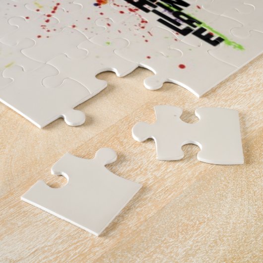 ペンキは世界の文字地図をはねかけます ジグソーパズル (側面)