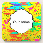 ペンキは黄色い背景ではねかけます コースター (正面)