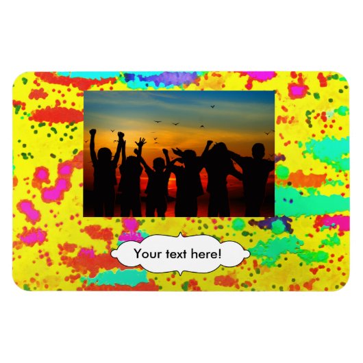 ペンキは黄色い背景ではねかけます マグネット (横)