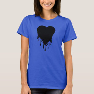 ペンキを滴らせる黒いハート Tシャツ