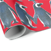 ペンキンペンクインカップルのクリスマスラッピング紙 ラッピングペーパー (ロールコーナー)