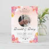 ペンキ ミニマリスト フラワー ウェディング インビテーション カード (スタンド正面)