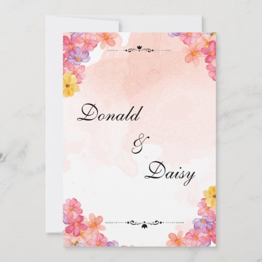 ペンキ ミニマリスト フラワー ウェディング インビテーション カード (裏面)