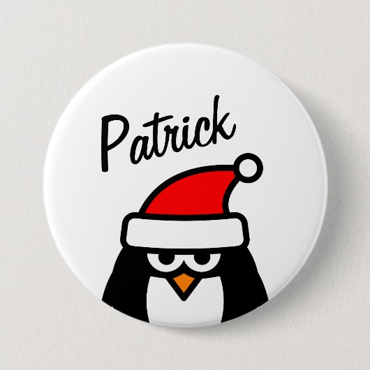 ペンギおもしろいンのクリスマスパーティー名round pinback 缶バッジ (正面)