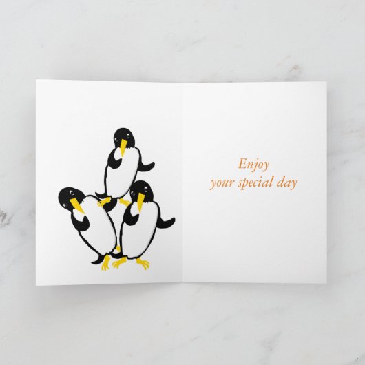 ペンギおもしろいン誕生日、名前の年齢の前を追加 カード (内部)