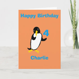 ペンギおもしろいン誕生日、名前の年齢の前を追加 カード