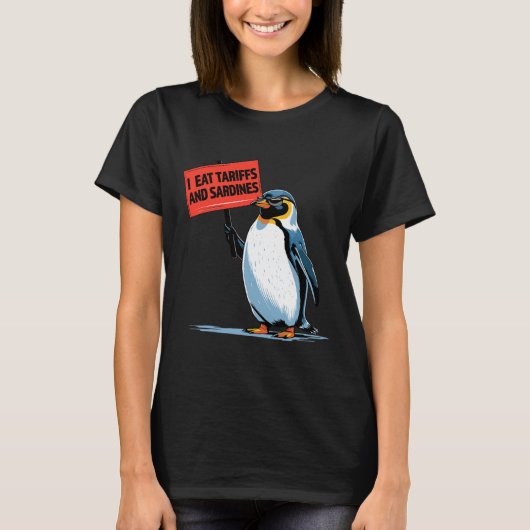 ペンギおもしろいン関税Pun I関税食べとイグジン Tシャツ (正面)