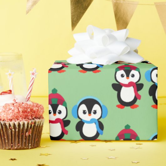 ペンギウムスクリスマスホリデースピリット ラッピングペーパー (誕生日パーティー)
