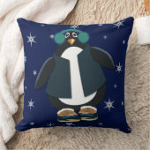 ペンギカッコいいン | Night Sky Snowflakes クッション (ブランケット)