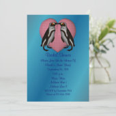 ペンギキスをするンハートブライダルシャワー招待状 招待状 (スタンド正面)