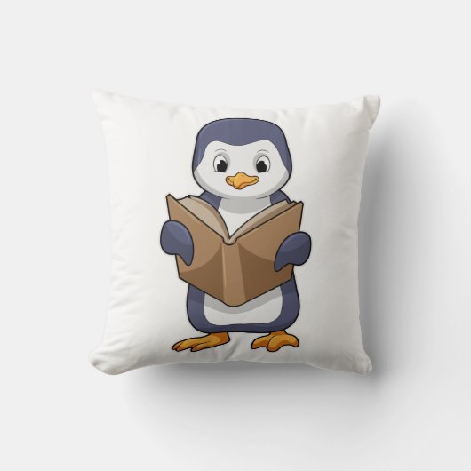 ペンギンおたくと本 クッション (正面)