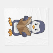 ペンギンおたくと本 フリースブランケット (正面(横))