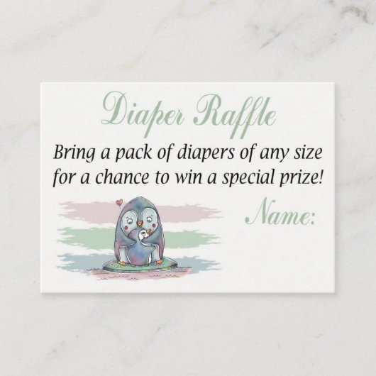 ペンギンおむつラッフルチケット プレイスカード (正面)