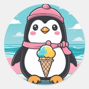 ペンギンおもしろいかわいい ラウンドシール