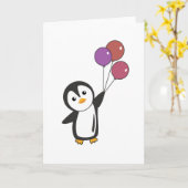 ペンギンおもしろいが風船で飛び上がる カード (黄色い花)