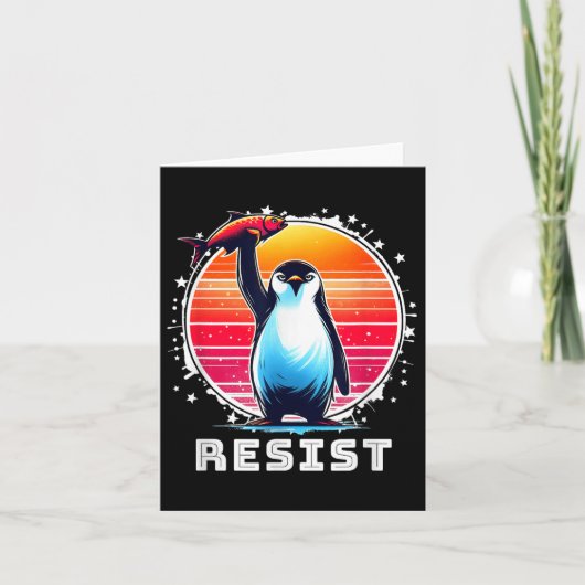 ペンギンおもしろいに抗議するレジスシャツ カード (正面)